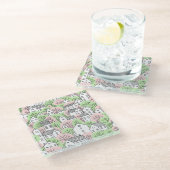 木、家、春都市景観 ガラスコースター (アングル)