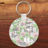 木、家、春都市景観 キーホルダー (裏面)