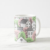 木、家、春都市景観 コーヒーマグカップ (正面右)