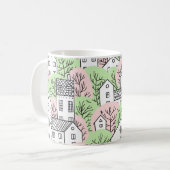 木、家、春都市景観 コーヒーマグカップ (正面左)