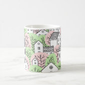 木、家、春都市景観 コーヒーマグカップ (中央)