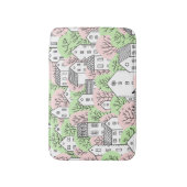 木、家、春都市景観 バスマット (正面縦)