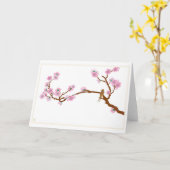 木-挨拶状のすずめ カード (黄色い花)