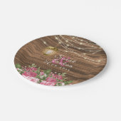 木、提灯、ピンクのメイブ花 ペーパープレート (アングル)