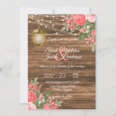 木、提灯、珊瑚花結婚の 招待状 (正面)