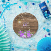 木、提灯、紫の花 ペーパープレート (パーティー)