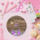 木、提灯、紫の花 ペーパープレート (パーティー)