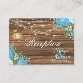 木、提灯、赤ちゃん青の花 – 披露宴 エンクロージャーカード