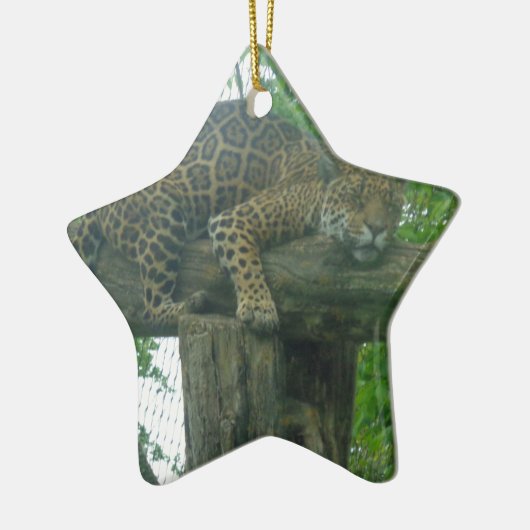 木、森、自然、野生動物上の眠る虎 セラミックオーナメント (左)