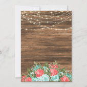 木、灯篭、ティール(緑がかった色)、珊瑚結婚花 招待状 (裏面)