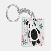 木、花、パンダのクマ キーホルダー (正面左)