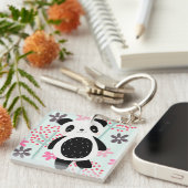 木、花、パンダのクマ キーホルダー (正面右)