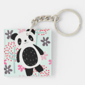 木、花、パンダのクマ キーホルダー (裏面)