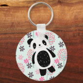 木、花、パンダのクマ キーホルダー (正面)