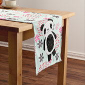 木、花、パンダのクマ ショートテーブルランナー (インサイチュ)