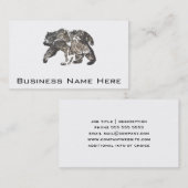 木、野生の自然が付いているくまのシルエット 名刺 (正面/裏面)