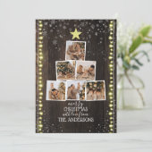 木、雪、ひもライト | 6 – 写真クリスマス シーズンカード (スタンド正面)