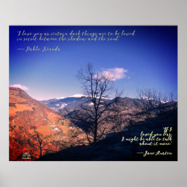 木、雲、山と引用文ポスター ポスター