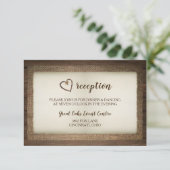 木、麻ひも & 紐 ハート 結婚式 受付 カード (スタンド正面)