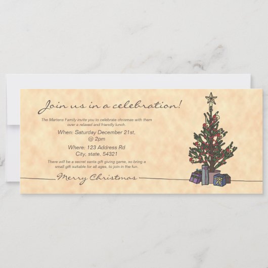 木、9.25" x4"招待 招待状 (裏面)