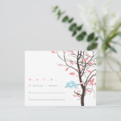 木RSVPの愛鳥-ピンクおよび青 出欠カード (スタンド正面)