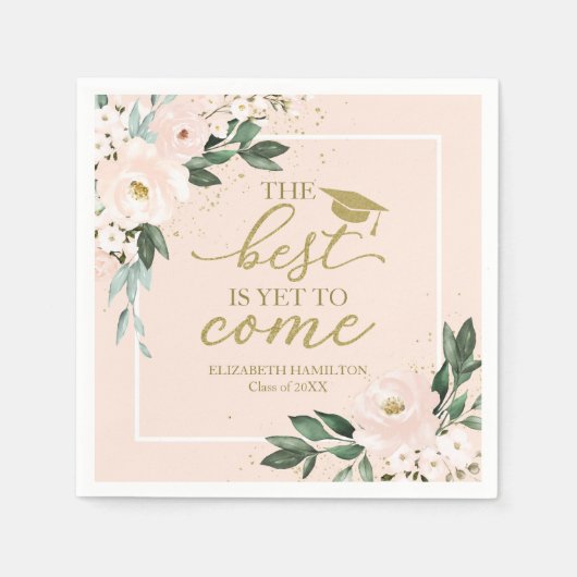 未だ最高の赤面フローラ来パーティーに達しない スタンダードカクテルナプキン (正面)