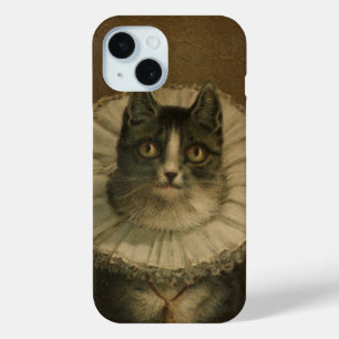 未亡人アンティークのヴィンテージ絵を描猫の子猫 iPhone 15ケース