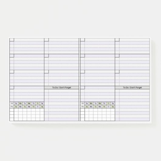 未加工の週次2ページごと ポストイット (正面)