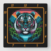 未加工ジャングルタイガーエッセンス スクエア壁時計 (正面)