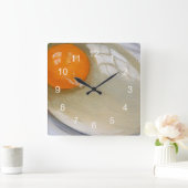 未加工卵の現実的な絵画: 朝食時間! スクエア壁時計 (ホーム)