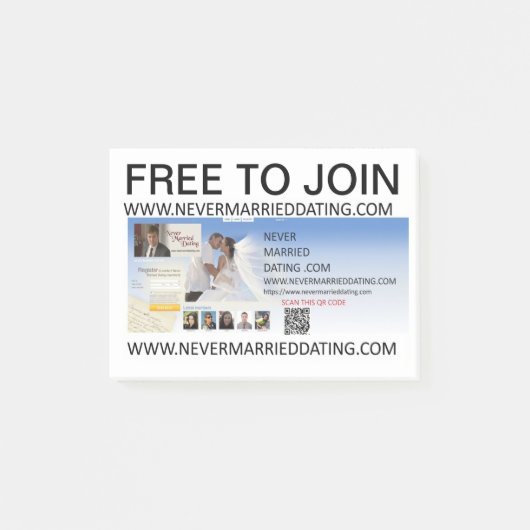 未婚の人と出会うならNever+Married+Dating . COm ポストイット (正面)
