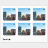 未完のカルタ小ミナレット – ヒヴァ,ウズベキスタン スクエアシール (シート)