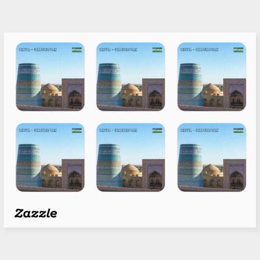 未完のカルタ小ミナレット – ヒヴァ,ウズベキスタン スクエアシール (シート)