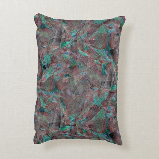 未完成の壁の漆喰に茶色とシアン色の斑点 アクセントクッション (裏面(縦))