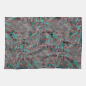 未完成の壁の漆喰に茶色とシアン色の斑点 キッチンタオル (横)