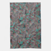 未完成の壁の漆喰に茶色とシアン色の斑点 キッチンタオル (縦)