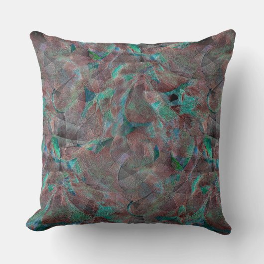 未完成の壁の漆喰に茶色とシアン色の斑点 クッション (正面)