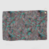 未完成の壁の漆喰に茶色とシアン色の斑点 ゴルフタオル (横)