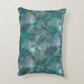 未完成の壁の漆喰の上にスポッティング緑がかったシアン アクセントクッション (裏面(縦))