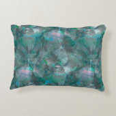 未完成の壁の漆喰の上にスポッティング緑がかったシアン アクセントクッション (裏面)