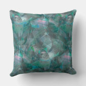 未完成の壁の漆喰の上にスポッティング緑がかったシアン クッション (裏面)