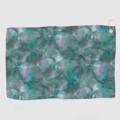 未完成の壁の漆喰の上にスポッティング緑がかったシアン ゴルフタオル (横)