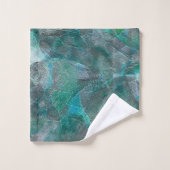 未完成の壁の漆喰の上にスポッティング緑がかったシアン バスタオルセット (ウォッシュタオル)