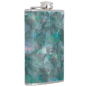 未完成の壁の漆喰の上にスポッティング緑がかったシアン フラスク (右)