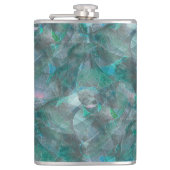 未完成の壁の漆喰の上にスポッティング緑がかったシアン フラスク (正面)