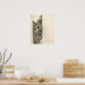 未完成の「鳥とつる植物」木製ブロックデザイン ポスター (キッチン)