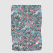 未完澄んの粗い壁の赤とシアンの斑点 ゴルフタオル (正面)