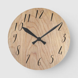 未完素朴モダンの木目パターン印刷 ラウンド壁時計