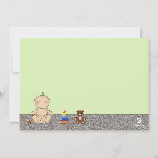 未定状態の緑-ベビーシャワーの招待状 招待状 (裏面)