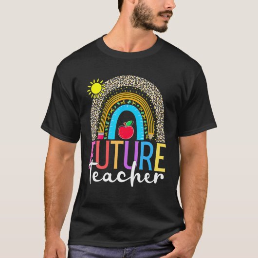 未来おもしろい先生ヒョウ虹コスチューム未来 Tシャツ (正面)